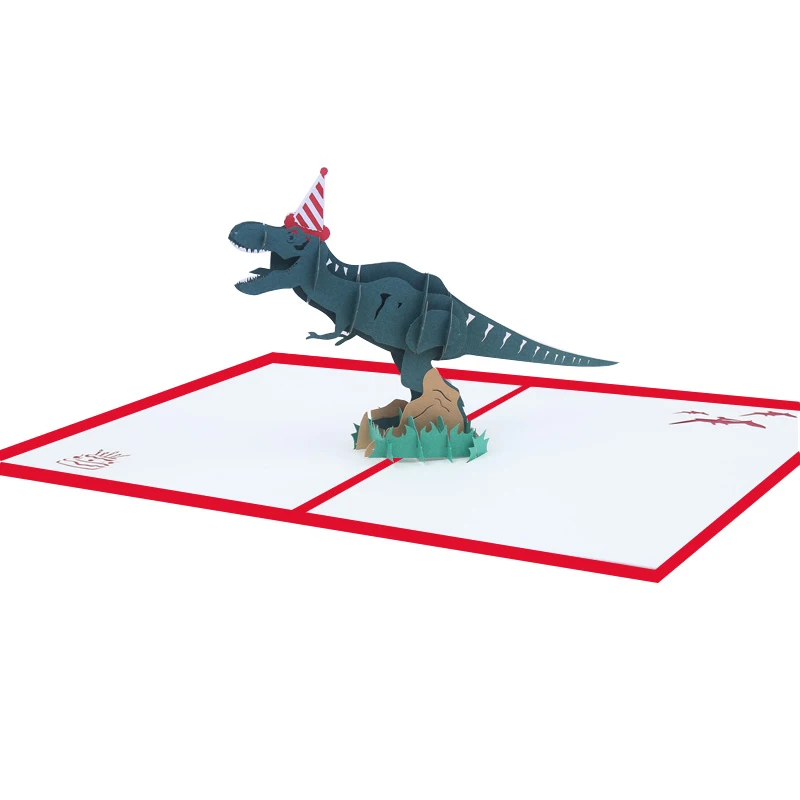 3D Dinosaur Pop Up Birthday Card, Birthday Hat, Candy Cake, Girlfriend, Wife, Dad, Party Invitation, Greeting, Anniversary Gifts