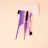 Hair styling comb set with 3 rows of nylon hair brushes, steel needle pointed tail comb, and edge control brush 6