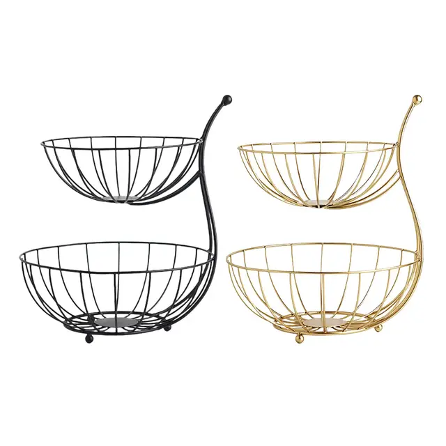 2 Tier Gyümölcskosár Állvány Gyümölcsszervező Helymegtakarítók A Parasztház Konyhájához