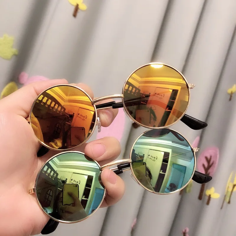 Kids Sunglasses Cute Round Colorful Reflective Mirror Sunglasses Children Boy Girl UV400 Protection Eyewear Glasses