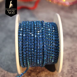 Gold Rhinestone Tassel Chain Roll with Crystal Ribbon Trim - SS16 (Capri Blue)
