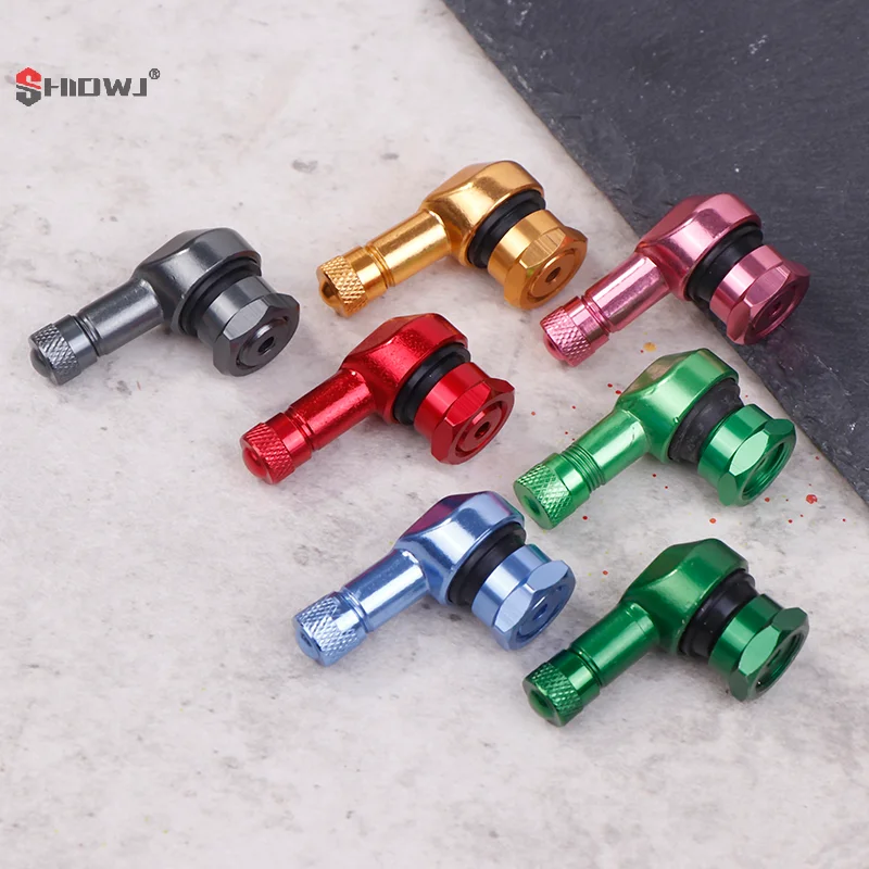 2Pcs/Set Aluminum Alloy Valve Motorcycle Valve Stems Rim 90 Degree Angle Motorcycle Tire Tubeless Caps Rim Wheel Parts