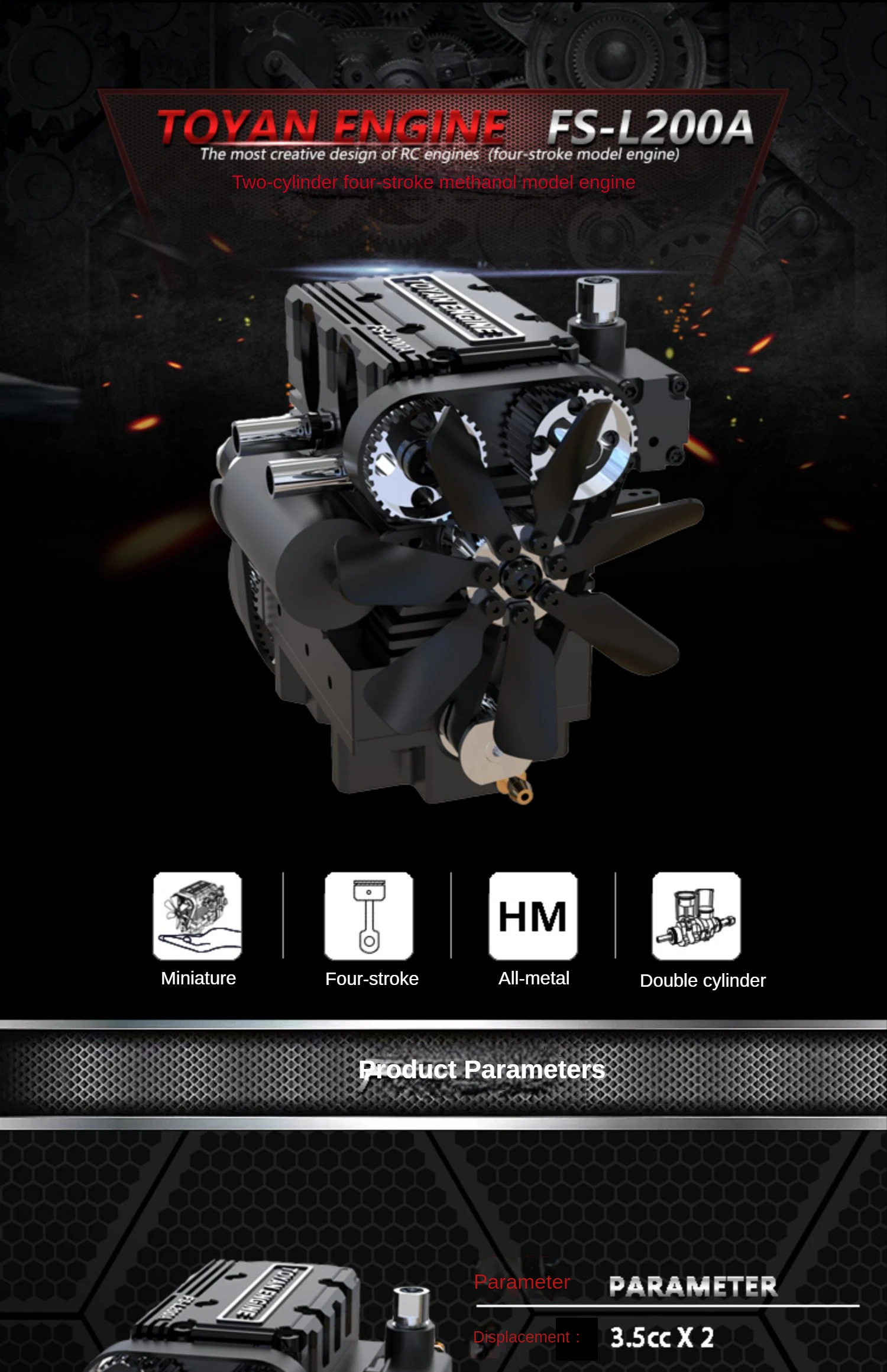 28cc Toyan V8 Methanol engine Model FS-V800 RC 4-stroke Miniature  Eight-cylinder Water Cooling Kit - AliExpress