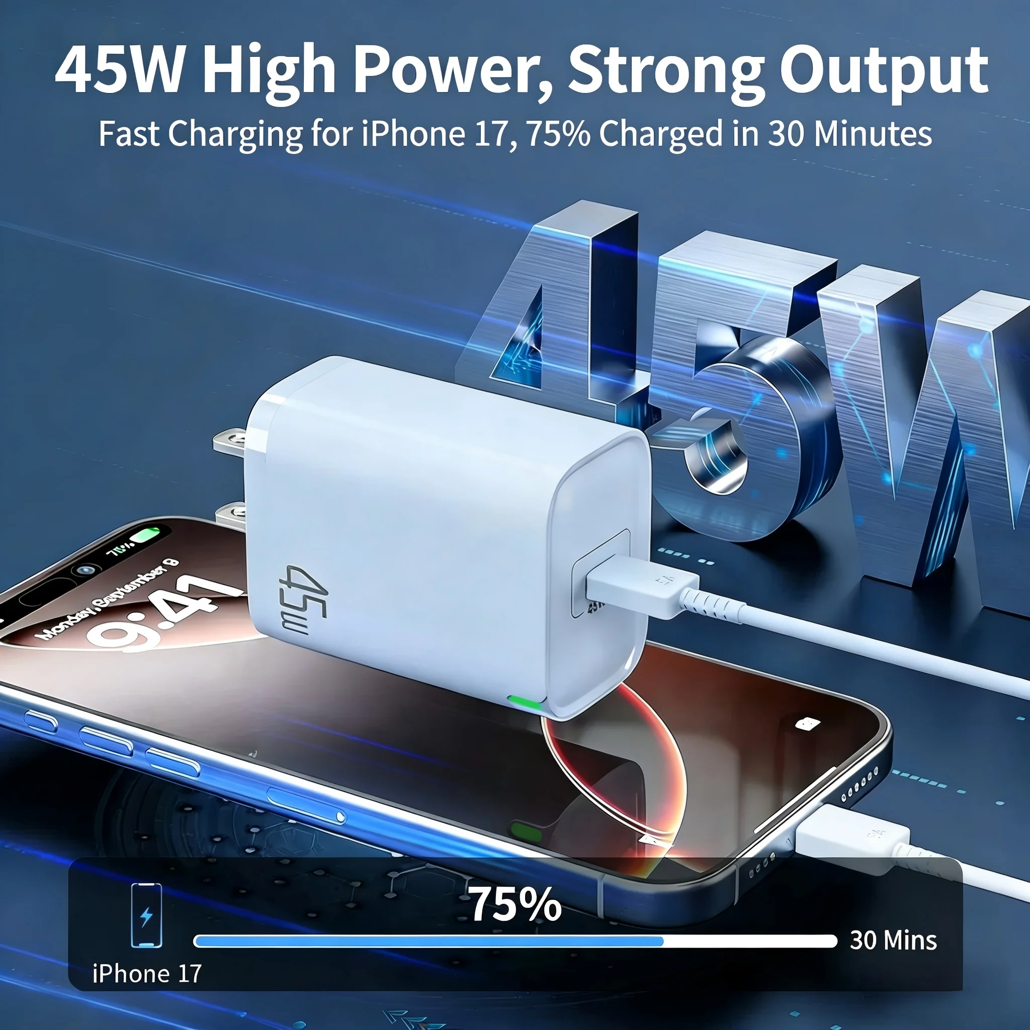 High-Speed 45W Portable USB-C Fast Charger