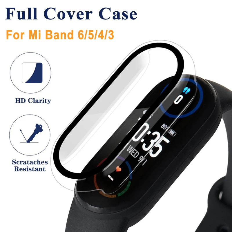 Чехол + 3D Защитная пленка для Xiaomi Mi Band 6 5 4 3 Полное покрытие Защита экрана