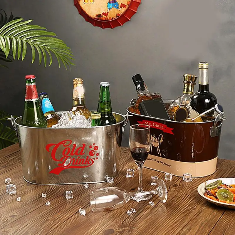 Ice Bucket Stainless Steel Ice Bucket Portable Insulated With Lid Hotel Wine Champagne Whiskey Beverage Beer Tools