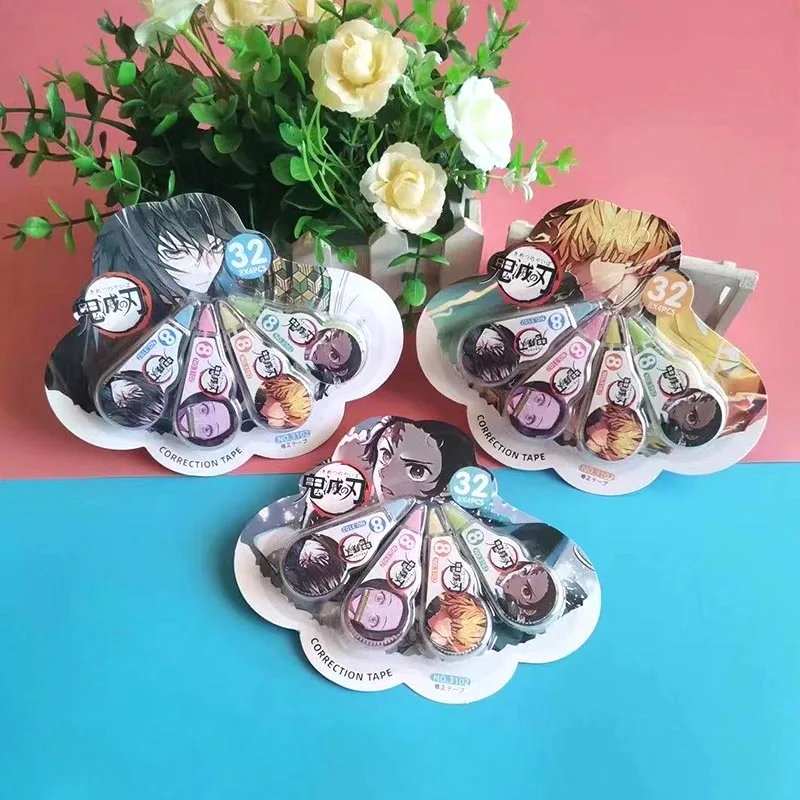 

Корректирующая лента Kawaii Demon Slayer, 4 упаковки/партия, милые вместительные ленты, рекламные принадлежности, подарок, школьные и офисные принадлежности