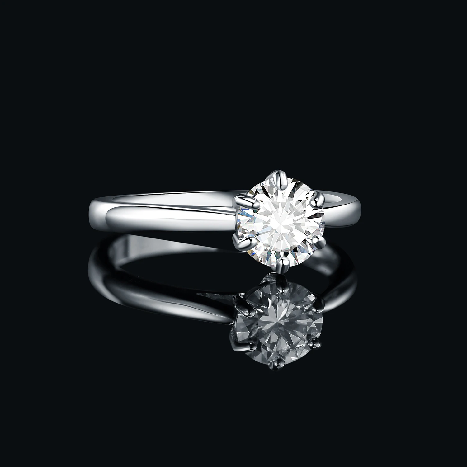 JewelryPalace 5A CZ Solitaire Classic Design 925 Sterling Silver Wedding Engagement Ring for Woman Anniversary Gift Fine Jewelry