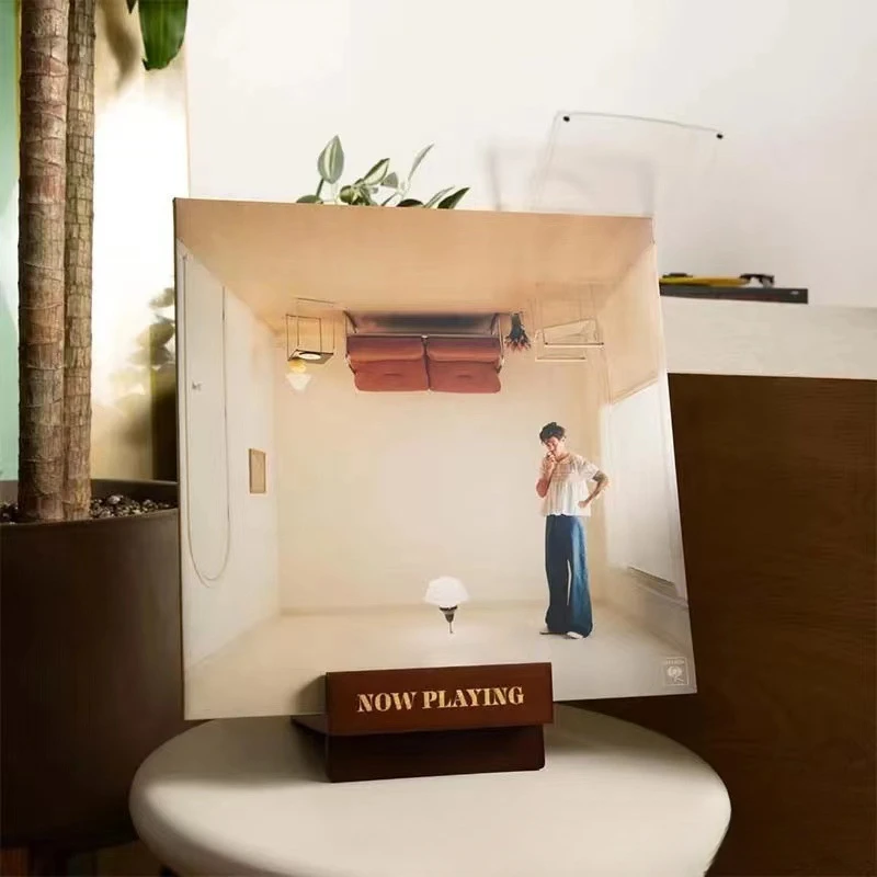 Vinyl Record Storage Rack Household  Solid Wood Record Display Holder 3