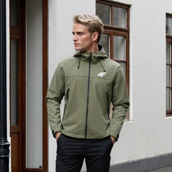 Giacca antivento da pesca da uomo, giacca a vento a maniche lunghe primaverili e autunnali, cappuccio con cerniera, abbigliamento sportivo casual e alla moda 1