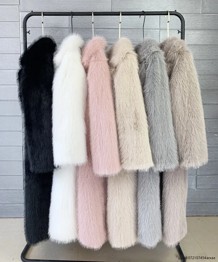 WinterWomenHighQualityFauxFurCoatLuxuryLongFurCoatLoose
