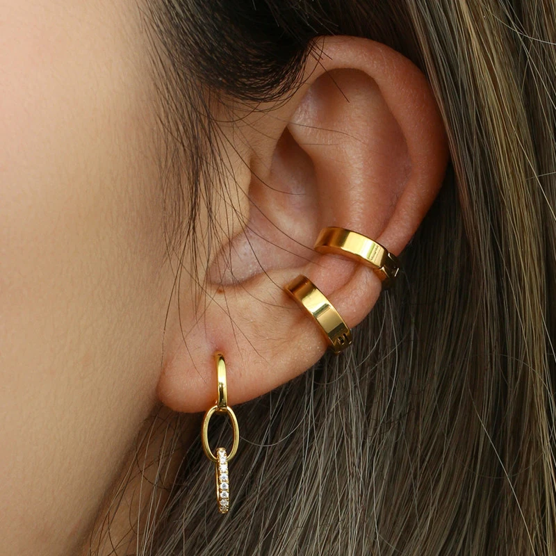 KEYOUNUO Gold Silver Filled Drop Hoop Earrings For Women Piercing CZ Dangle Stud Earrings Set Fashion Party Jewelry Wholesale