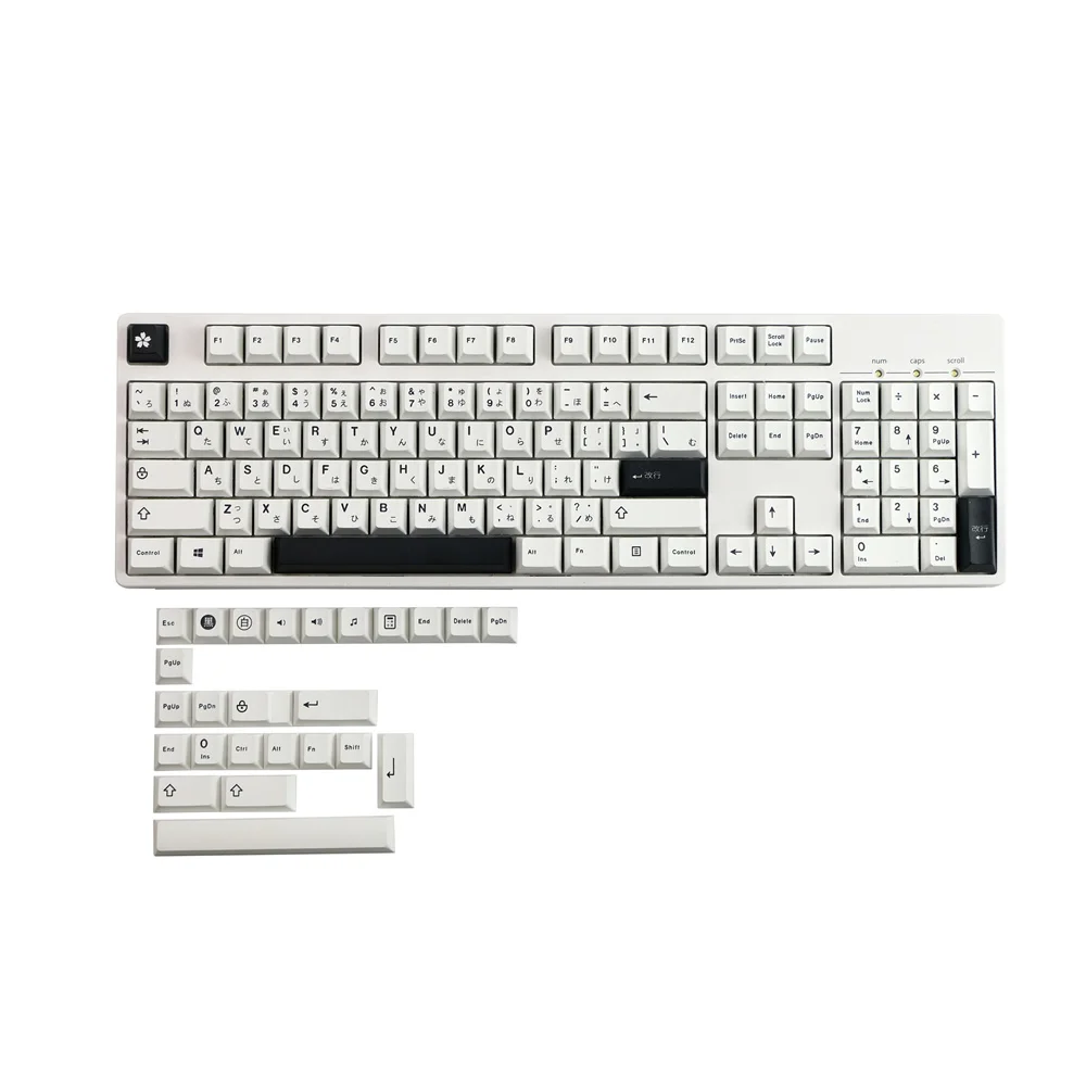 Keycap Japonês Pbt Preto Branco Perfil Cereja para Teclado Mecânico e Óptico para Jogos 129 Teclas - Imagem 6