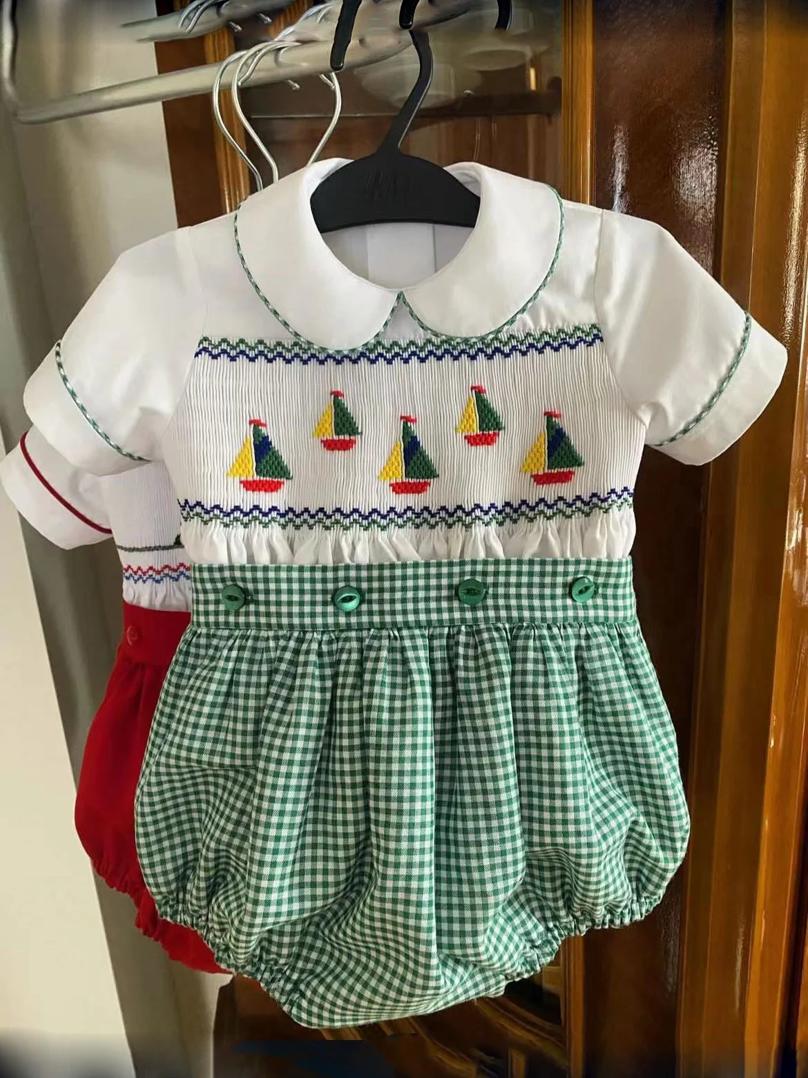 Anavini Boys Light Blue Shirt - Smocked Sailboats