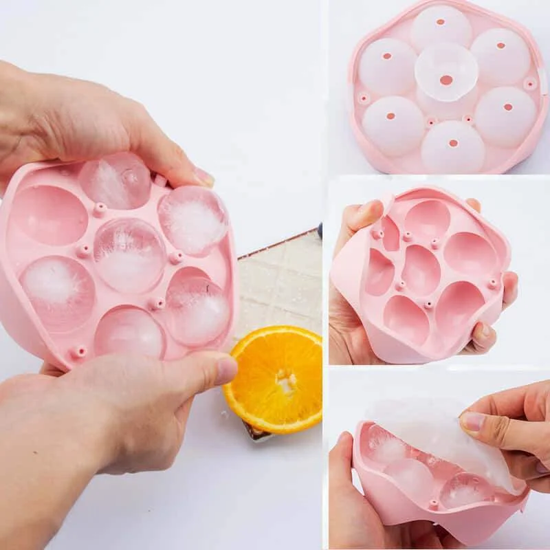  Ball Shaped multi-grid Ice Cube Tray (Pink): Home & Kitchen