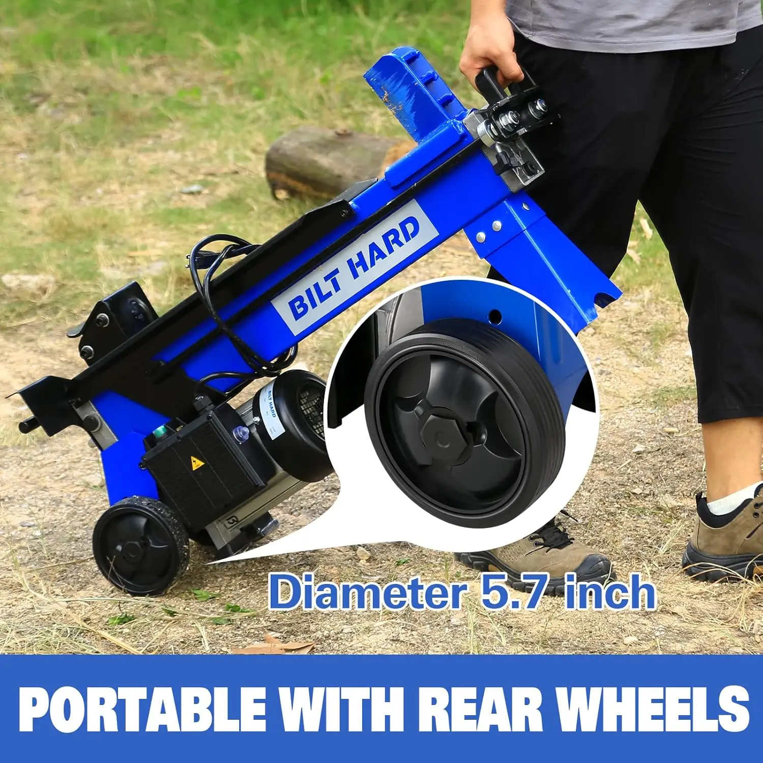 Log Splitter 6.5 Ton, Wood Splitter Electric Powered 15Amp, with Hydraulic Ram, Electric Firewood Splitting Machine, Horizontal 5