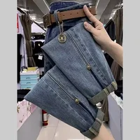 Slimming Denim Jeans for Short Women Pear Shaped Body Fashionable Fat Carrot Pants Female Style Trendy Trousers