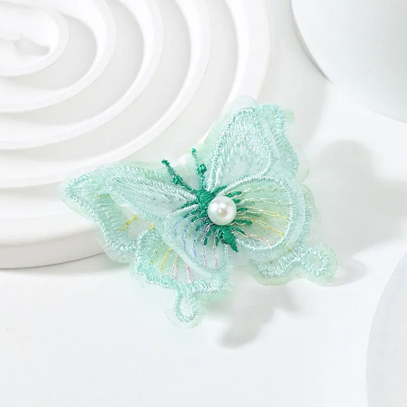 100 Stück zweilagige Organza-gestickte Perlen-Schmetterlings-Serie Applikationen für Spitzenkleidung, Kleidung, DIY, Kunsthandwerk, Dekoration – Detail 13