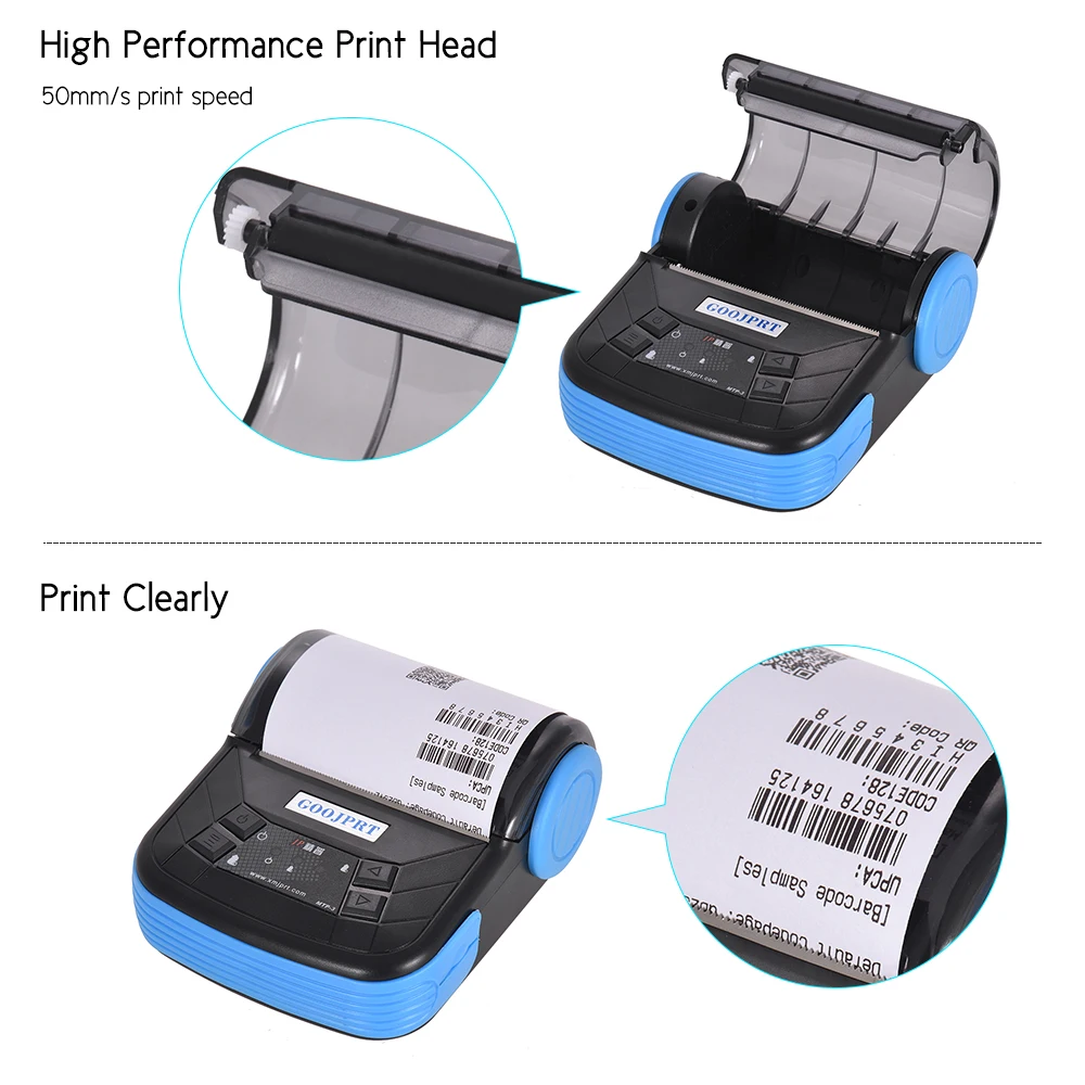 portable receipt printer GOOJPRT MTP-3 80mm BT Thermal Printer Portable Lightweight for Supermarket Ticket Receipt Printing