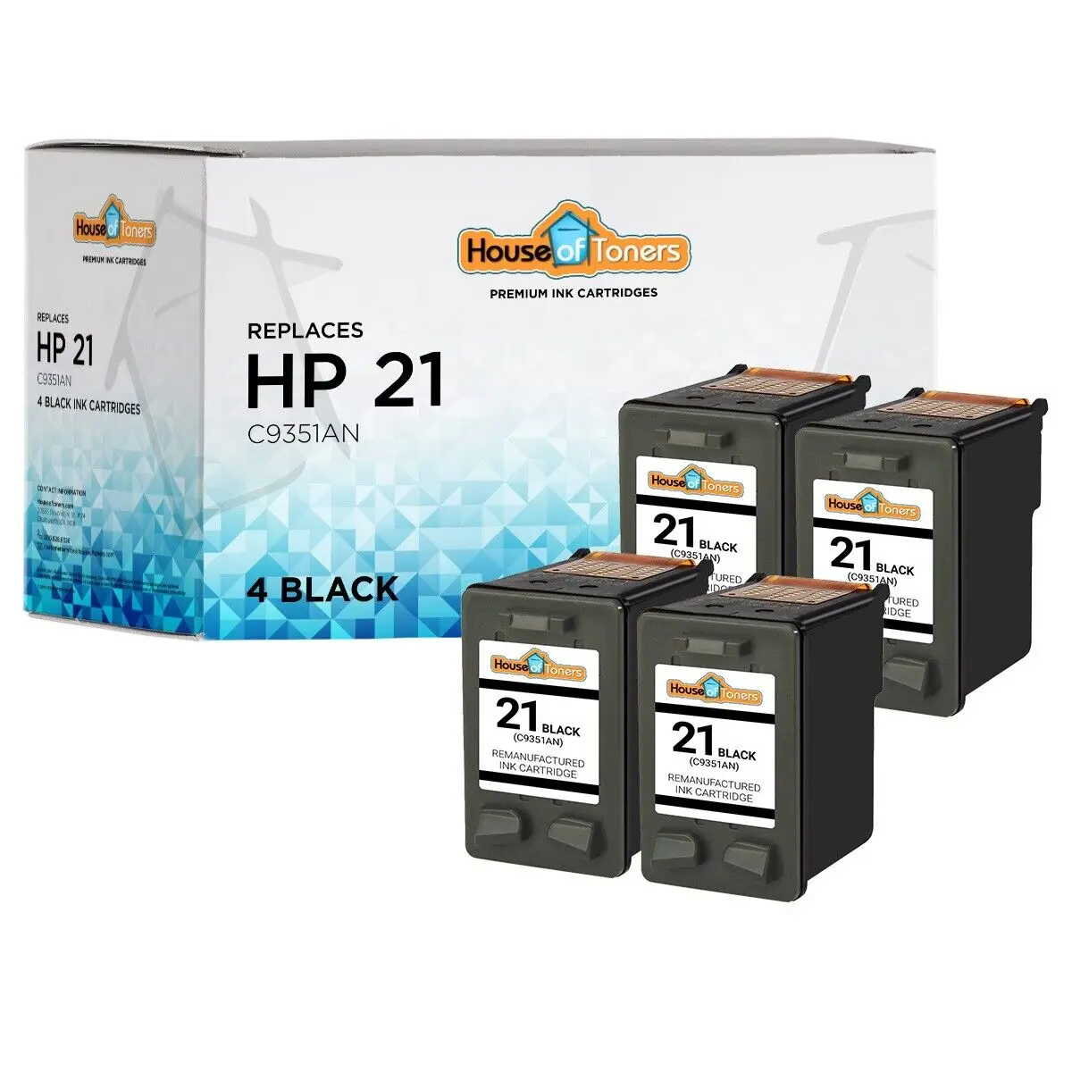

4 PACK for HP 21 Black Ink Cartridges for Deskjet Officejet FAX PSC Series