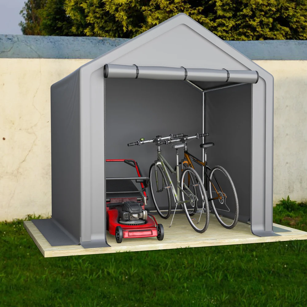190×170×200cm Dunkelgraues Aufbewahrungszelt für den Außenbereich: Fahrradgaragen-Werkzeug-/Ausrüstungshalter für Garten/Garage, vielseitig einsetzbar – Detail 8