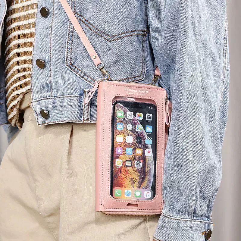 2025 New Touch Screen Mobile Phone Bag Handbag Female Crossbody Wallet One-Shoulder Transparent Coin Purse 2