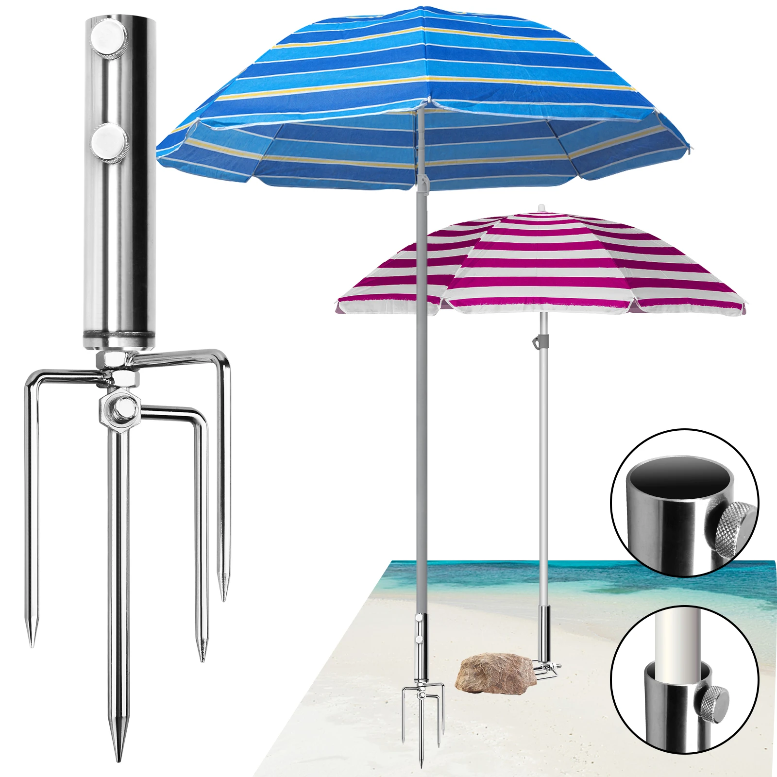 Umbrella Base Lawn Thorn Parasol Stand Sun Beach Patio Umbrella Sand Ground Fixing Anchor Stand Portable Parasol Ground Anchor H belle patio 16 5inch round patio umbrella base stand made from rust resistant resin includes pole locking mechanisim bronze p