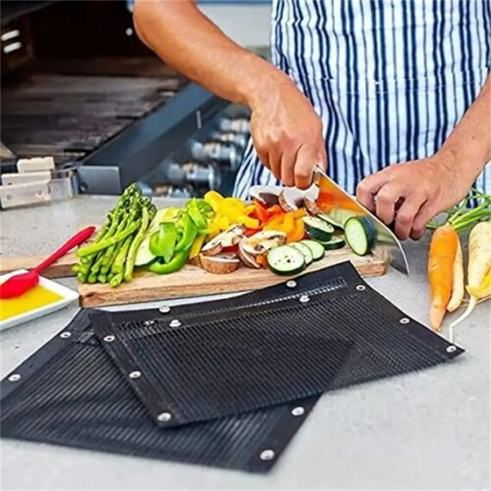 Outdoor Barbecue Bag Reusable Non-stick High Temperature Resistant Bbq Mesh Grill Bags Grilling Pouches