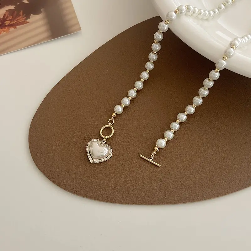 【TATIANA】Heart Toggle Key Point Pearl Necklace 韓国発 Designer fashion, Seoul-fully created | W Concept