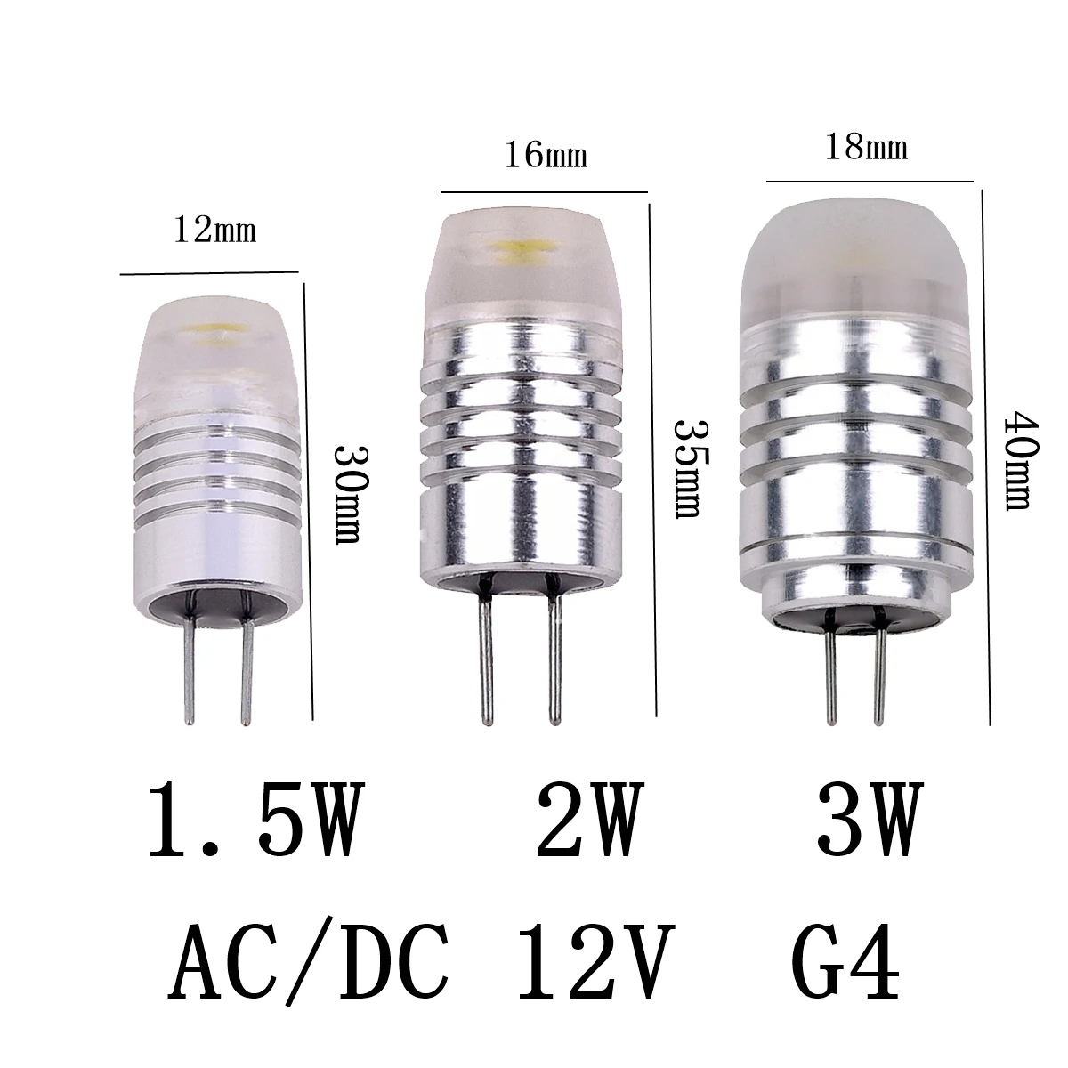 2/5/10PCS LED Mini In-Line G4 AC/DC 12V Low Power 1.2W 1.4W 2W 3W High  Luminous Efficiency Can replace 20W 50W halogen lamps