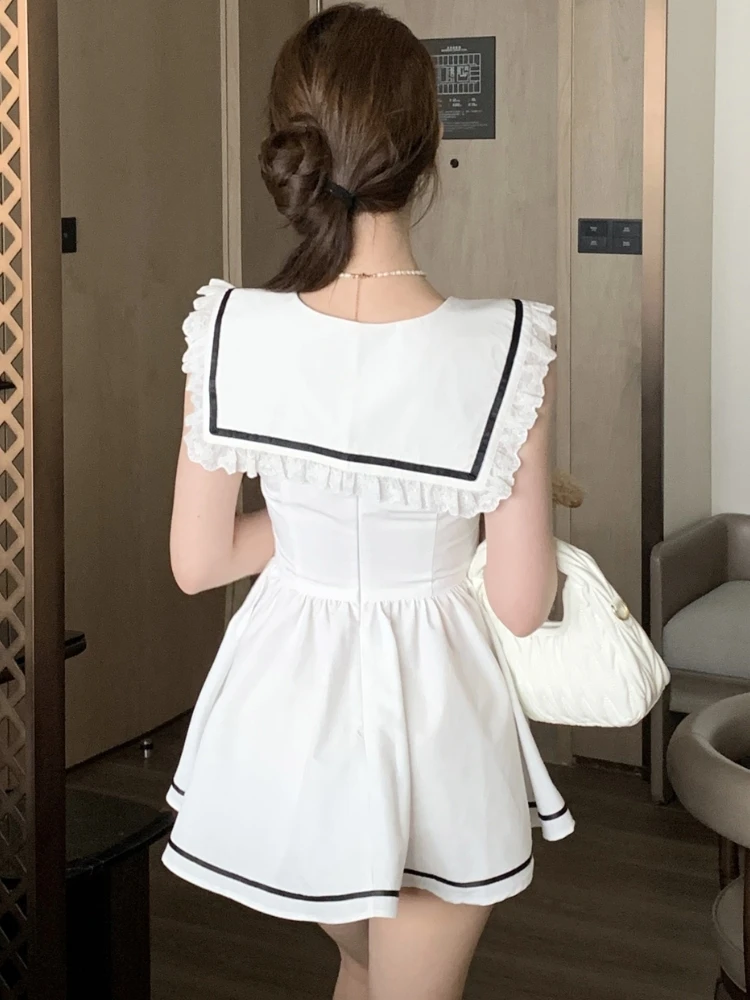 Summer Preppy Spaghetti Strap Mini Dresses for Women With Shawl 2000s Party Dress One-Piece Y2k Korean Fashion Vestidos Mujer