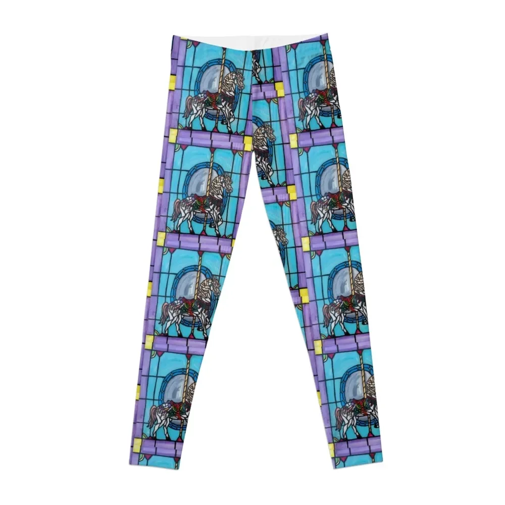 

Stained Glass Carousel Horse Leggings push up tights for Women sports Sports pants woman gym top Womens Leggings