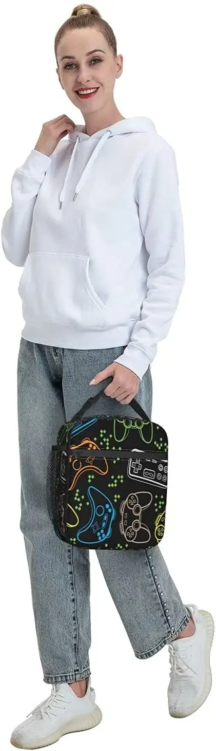 Gioco Cartoon Insulated Lunch Bag Lunch Box per uomo donna ragazzi ragazze borsa termica riutilizzabile per lavoro d'ufficio Picnic scolastico  1524