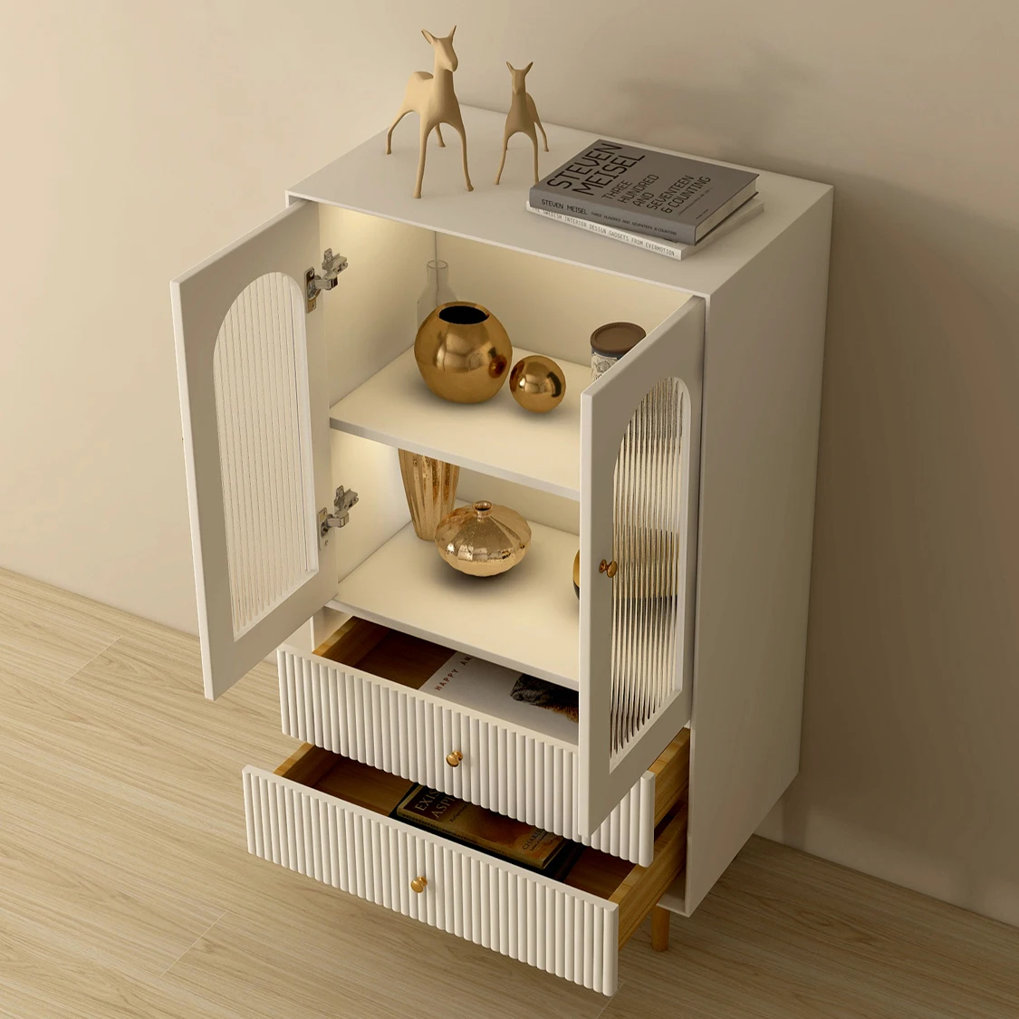 Luxury Modern Living Room Furniture White Wood Wooden et Sideboard Mini Corner Coffee Wine Bar Cabinet Sideboard et