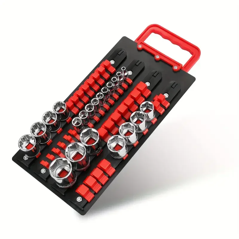 

Portable 48/80pc Holder Socket with Handle 1/4 3/81/2 Drive Socket Accessories Organizer Tray (Socket Not Included)