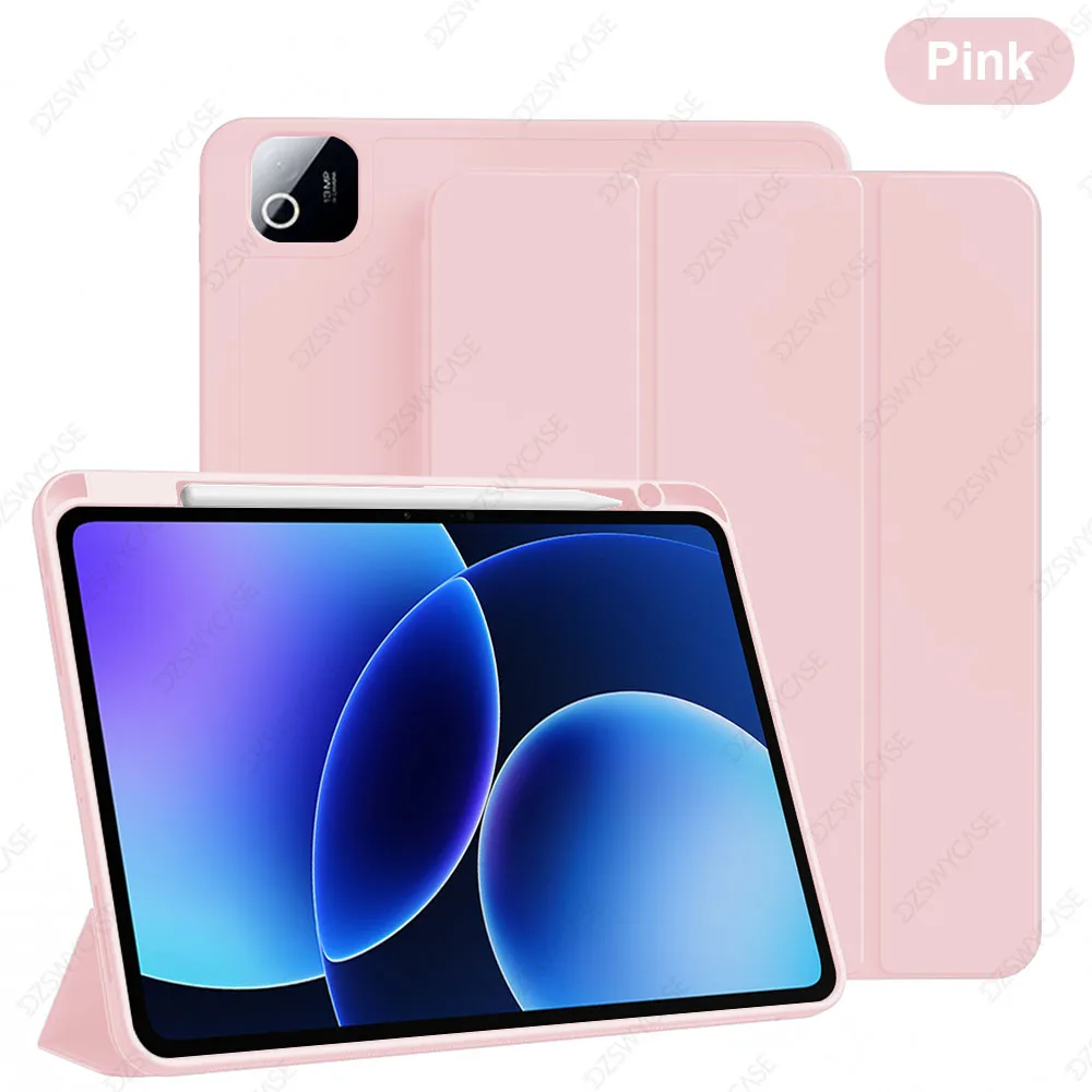 Silicone Tablet Case with Pencil Holder and Trifold Stand, Auto Sleep/Wake Feature