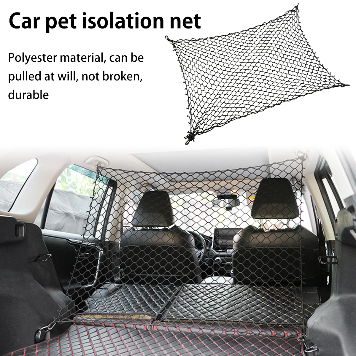 Car Dog Barrier Net Hooks Durable Dog Car Safety Barrier Net Reusable Foldable Fence Practical Universal