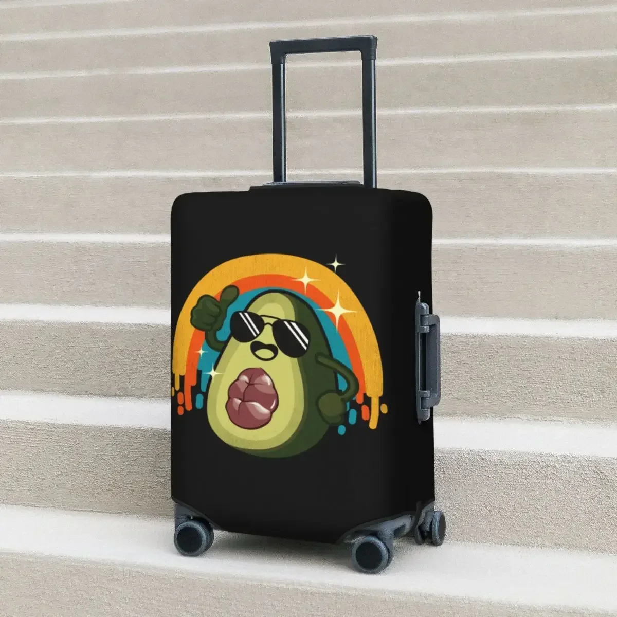 

Funny Cute Avocado Suitcase Cover Vintage Sunset Pattern Fun Cruise Trip Protector Luggage Case Holiday