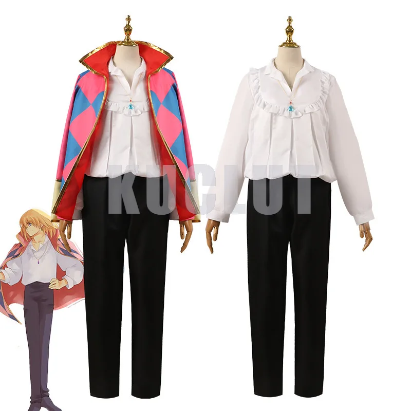 

Anime Howl Cosplay Costume Howl's Moving Castle Cosplay Jacket Necklace Coat Full Set Halloween Costumes for Women Men