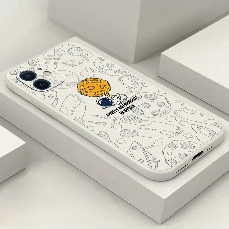 Чехол для телефона с астронавтом iPhone 11 12 13 Pro Max Mini X XR XS 7 8 6S 6 Plus SE 2020 5 силиконовый