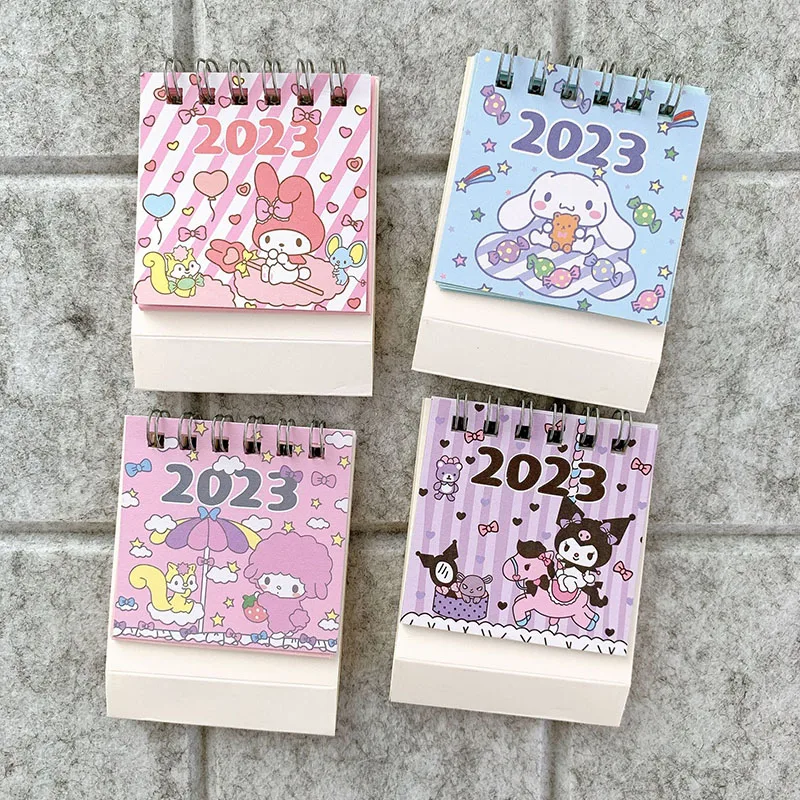

2023 New Calendar Kawaii Sanrio Kuromi My Melody Cinnamoroll Cartoon Creative Desktop Ornament Vertical Desk Calendar for Gifts