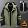 Two-piece Waterproof Trench Jacket Men Winter Thick Windbreak Jackets Plus Size 11XL Fashion Casual Cargo Camping Jacket Male 2