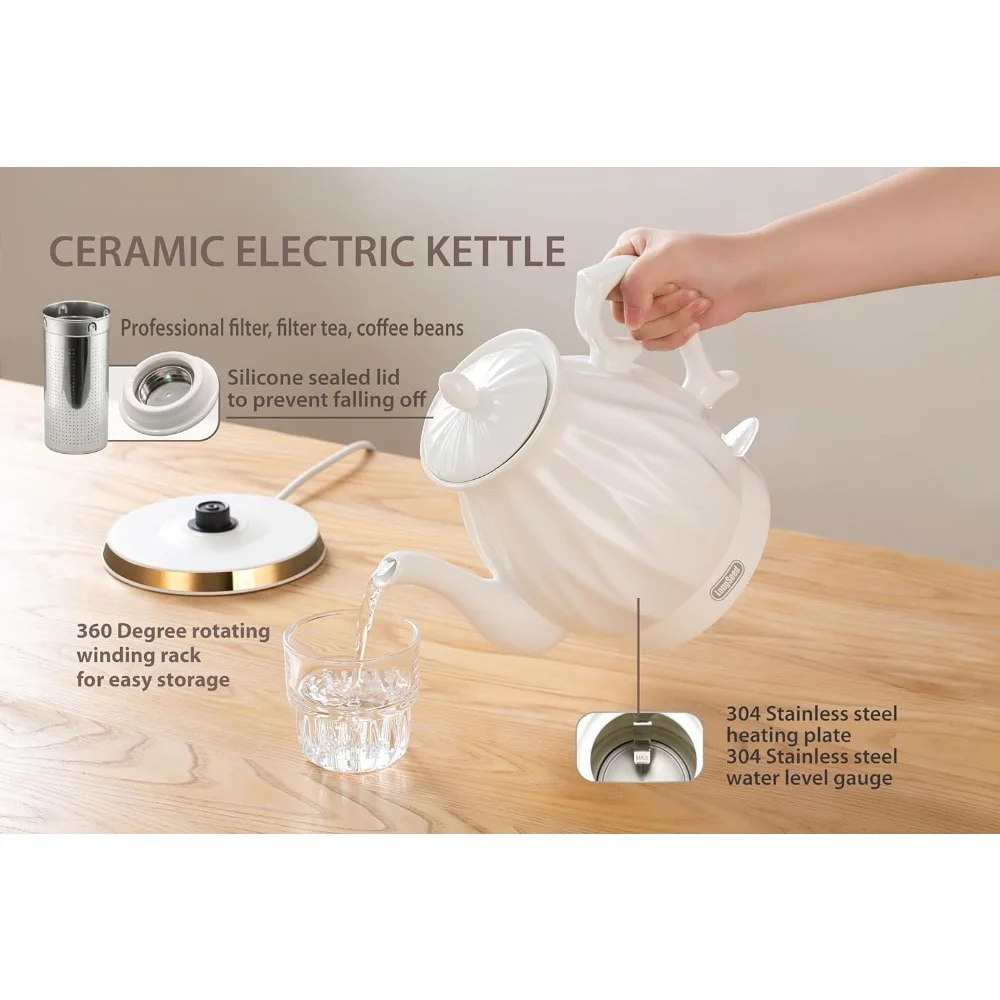 Electric Kettle, Boil Water Quickly and Easily with Boil-Dry Protection Auto Shut Off, Detachable Swivel Base, Tea Kettle 6