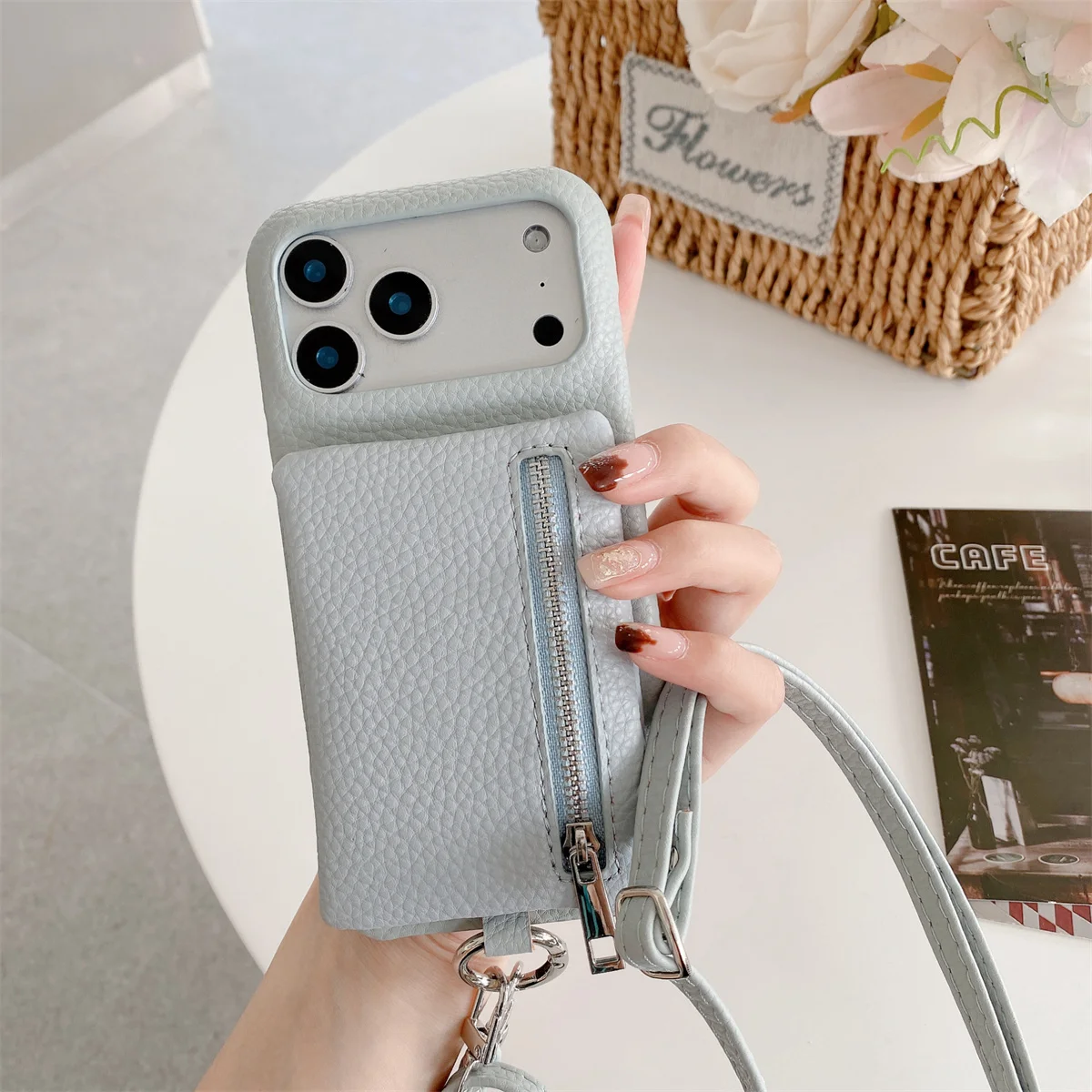 Elegant Leather Crossbody Zipper Wallet Phone Case with Card Holder and Protective Cover