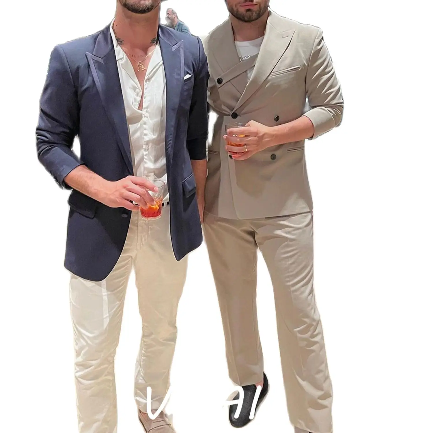 

Newest Men Suits 2 Pieces Peaked Lapel Double Breasted Blazer Sets terno masculino completo Wedding Party Male Suit Jacket+Pant