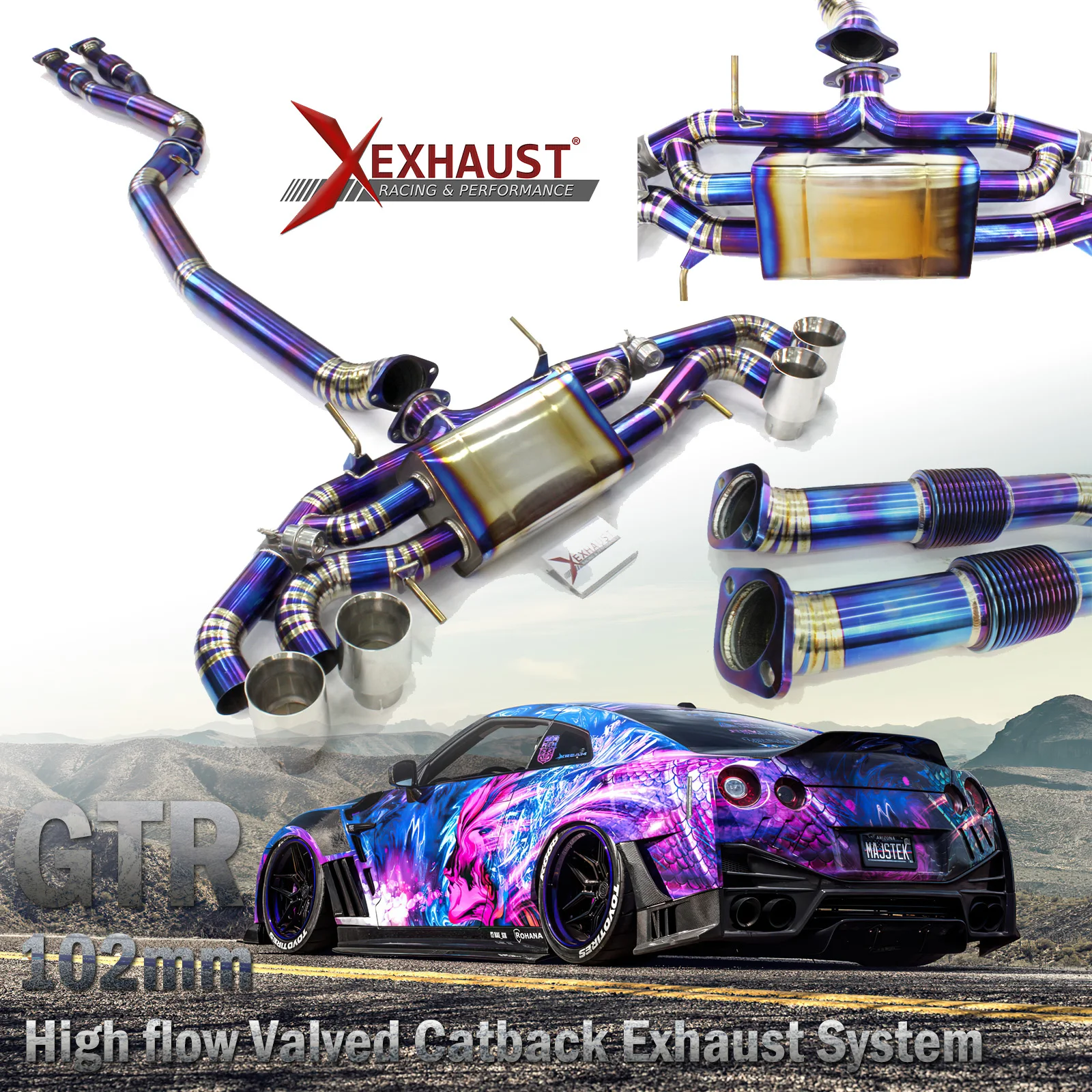 For Nissan Gtr R35 Exhaust Pipes Downpipe Heat Shield Catback Exhaust