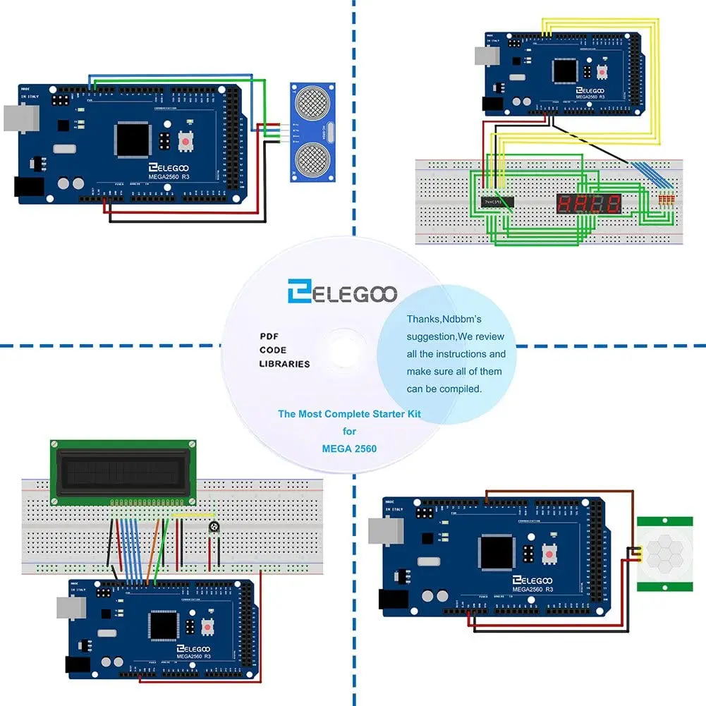 ELEGOO 메가 R3 프로젝트, 가장 완벽한 얼티밋 스타터 키트, 튜토리얼 포함, 아두이노 IDE DIY 전자 키트와 호환