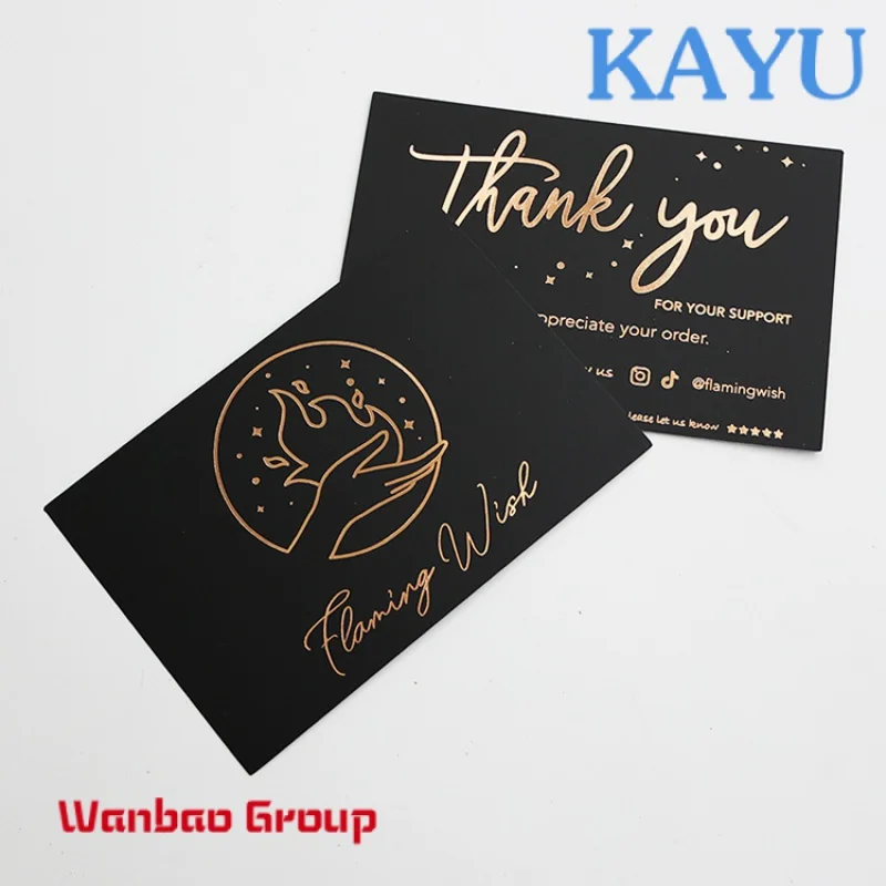 

Custom Custom wholesale thank you cards luxury custom 800g thick paper thank you post card with foil logo