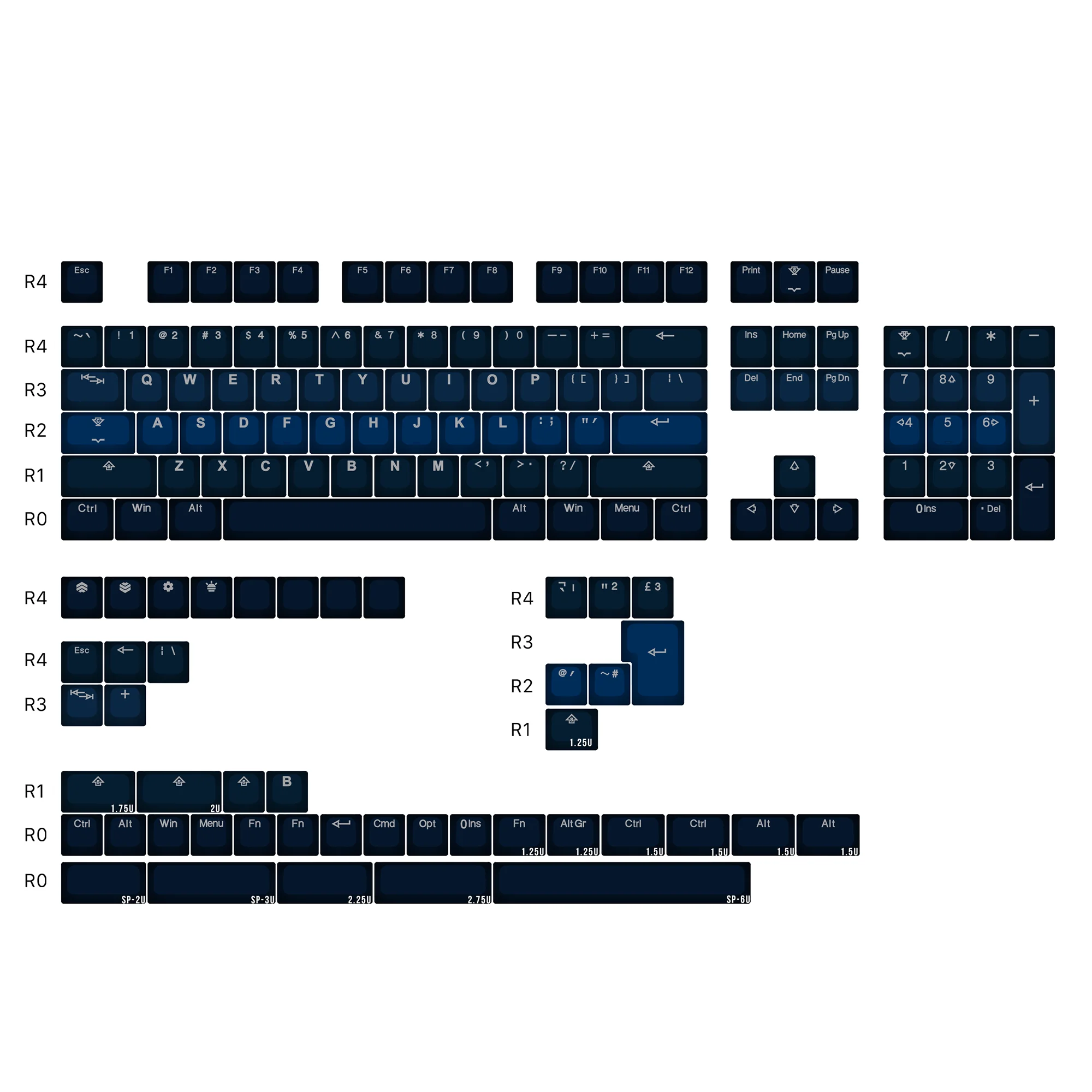 Taihao-deep Galaxy Abs Doubleshot Keycaps Faça Você Mesmo Gaming Teclado Mecânico Bob Perfil 1.75u Shift Alice Azul - Imagem 6