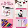 Whimsical Cat Canvas Women Makeup Bag Portable Travel Cosmetic Bag with Zipper Lightweight Female Coin Pouch Fashion Girls Purse 6